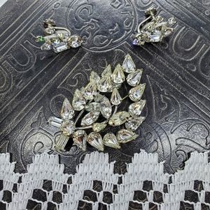 Sherman Rhinestone Brooch and Earrings